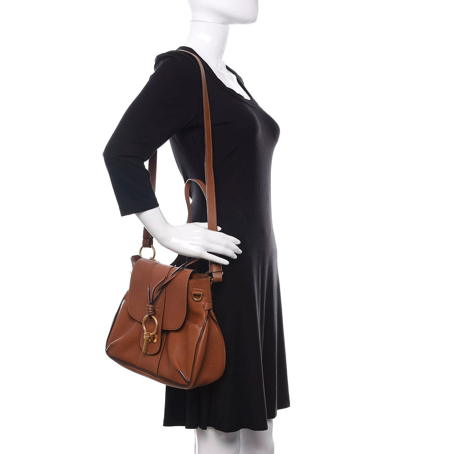 Chloe Grained Lambskin Small Lexa Shoulder Bag Mustard Brown 2 of 13