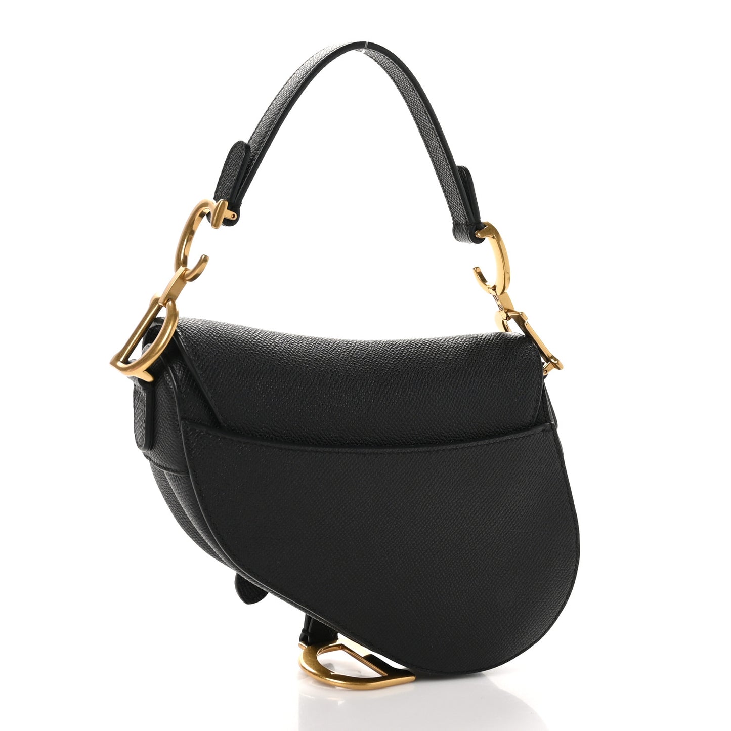 Grained Calfskin Mini Saddle Bag Black
