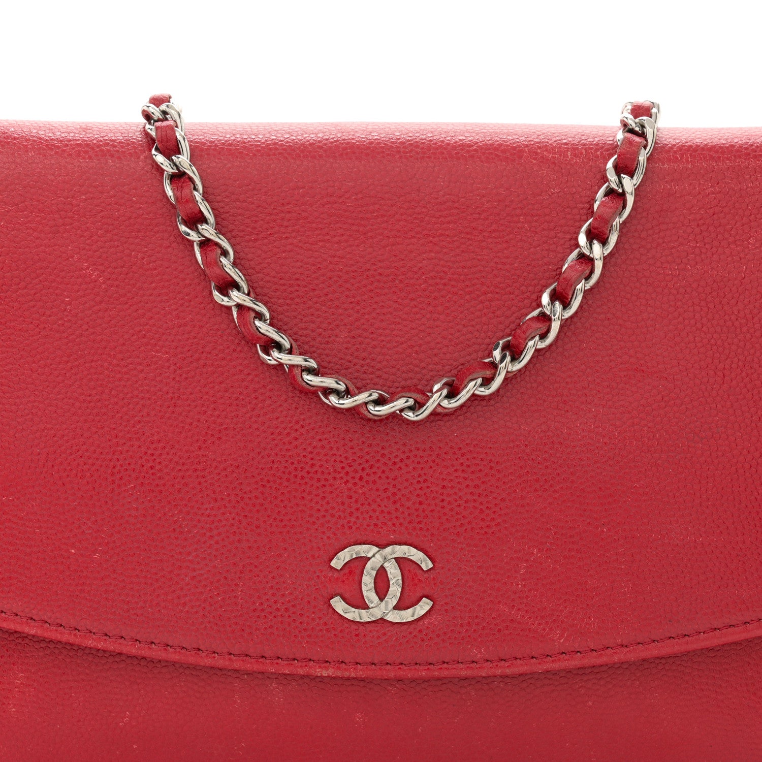 Chanel Caviar Sevruga Wallet on Chain WOC Red 9 of 16