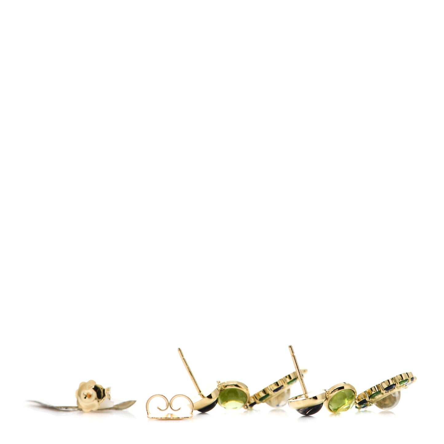 18K Yellow Gold Multi Gemstone Dreamcatcher Earrings