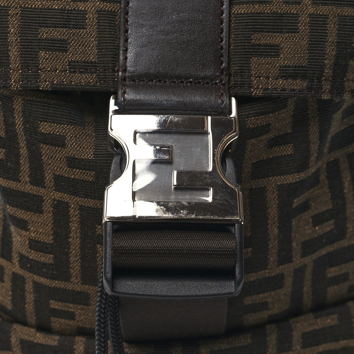 Recycled Fabric Jacquard Vitello Astro FF 1974 Small Fendiness Backpack Tobacco Moro Black