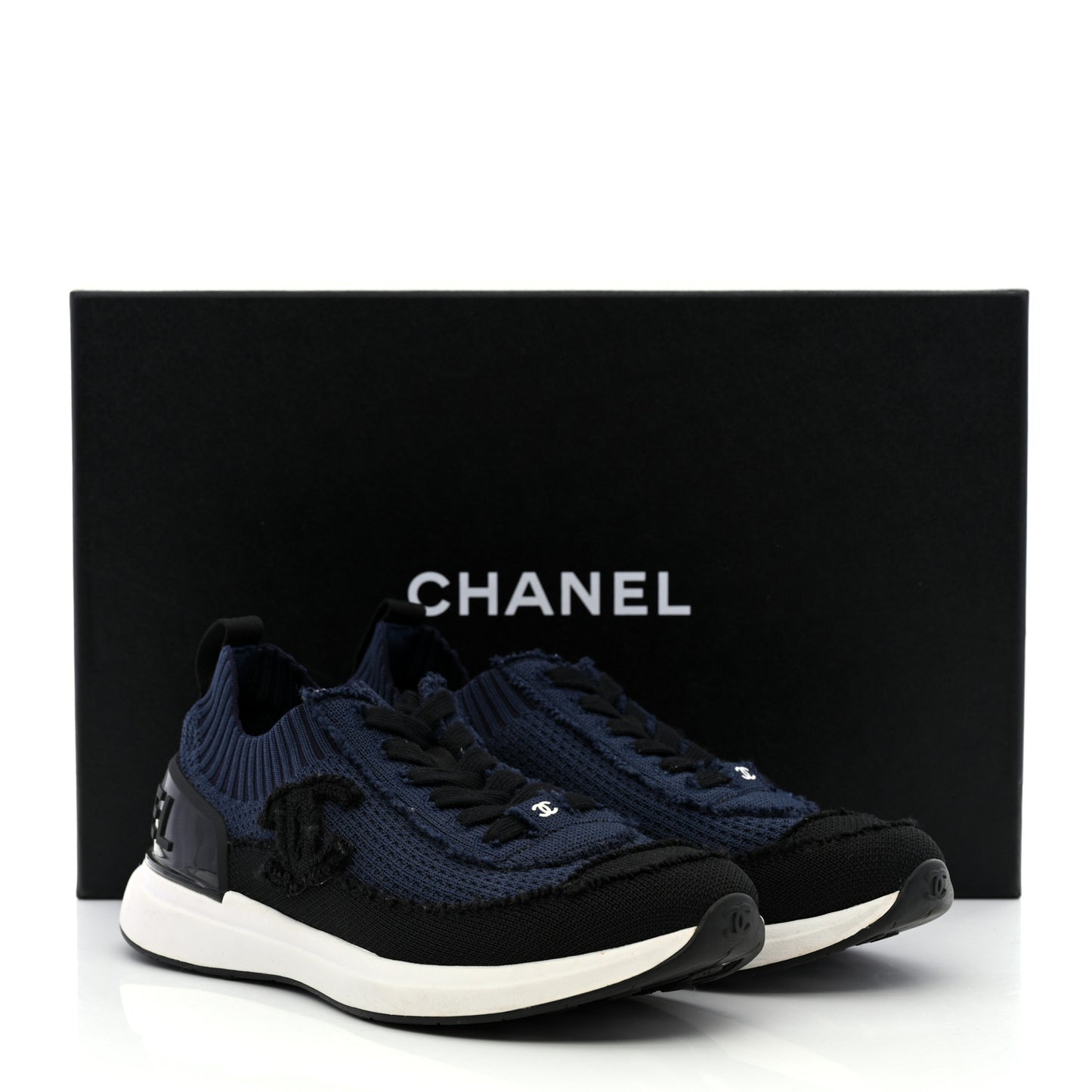 Fabric Logo Sneakers 36.5 Navy Black