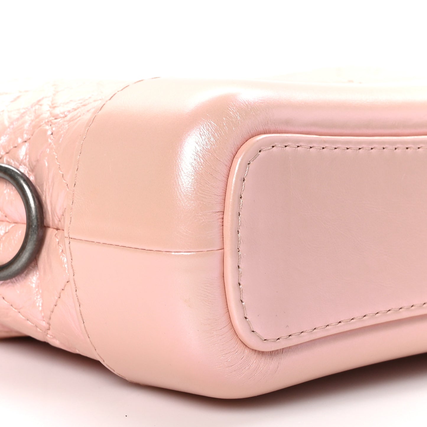 Iridescent Aged Calfskin Quilted Small Gabrielle Hobo Rose