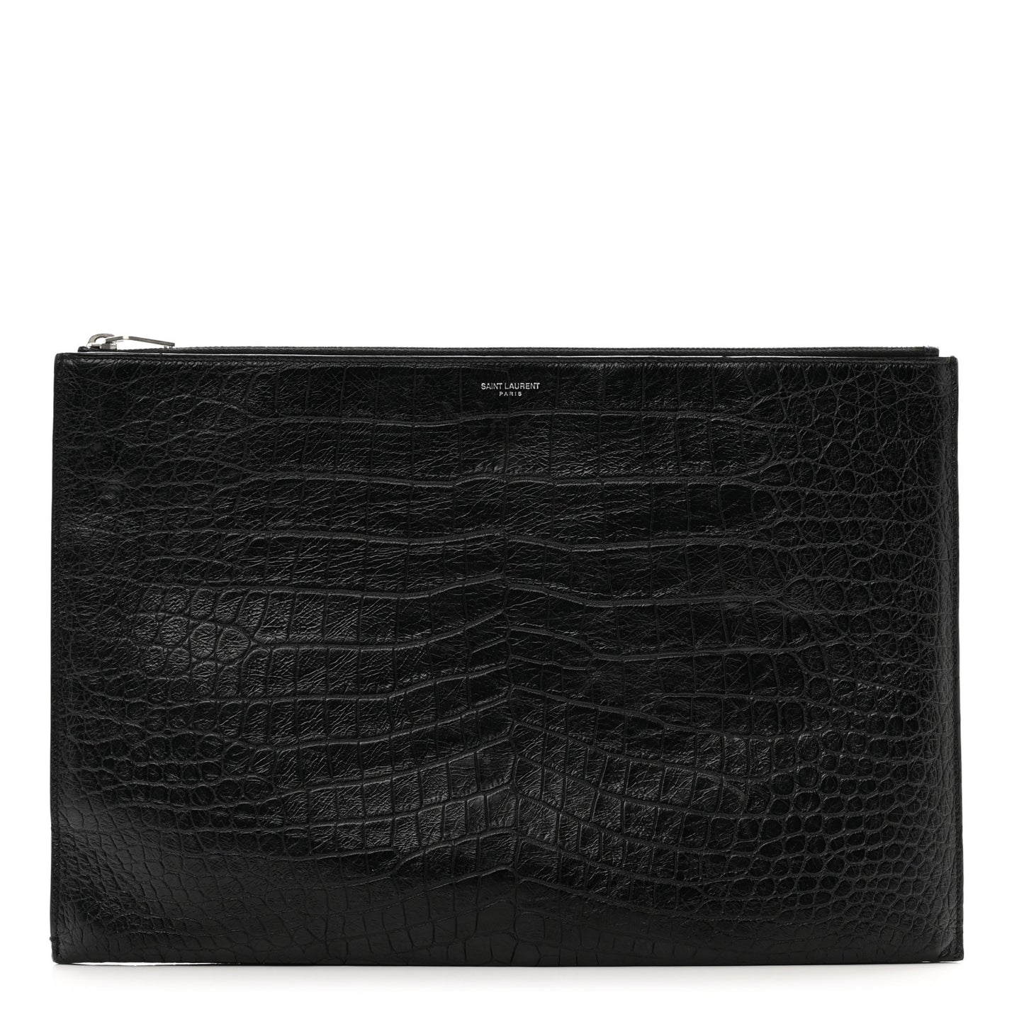 Calfskin Crocodile Embossed Document Holder Black
