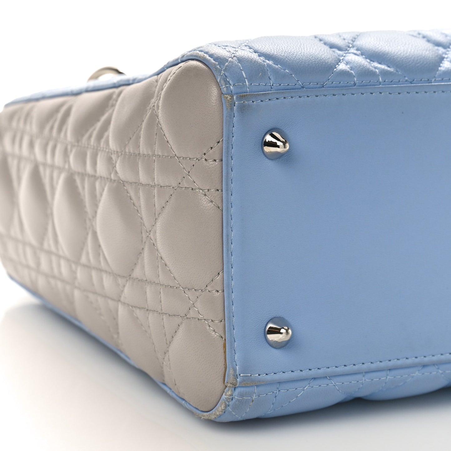 Lambskin Cannage Medium Bi-Color Lady Dior Blue Gray