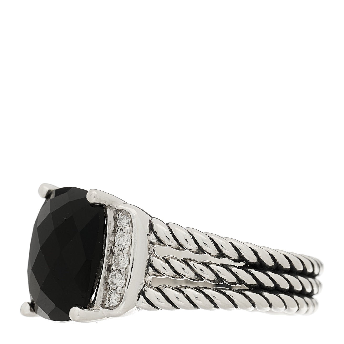 Sterling Silver Diamond Black Onyx 10mm Petite Wheaton Ring 49 5