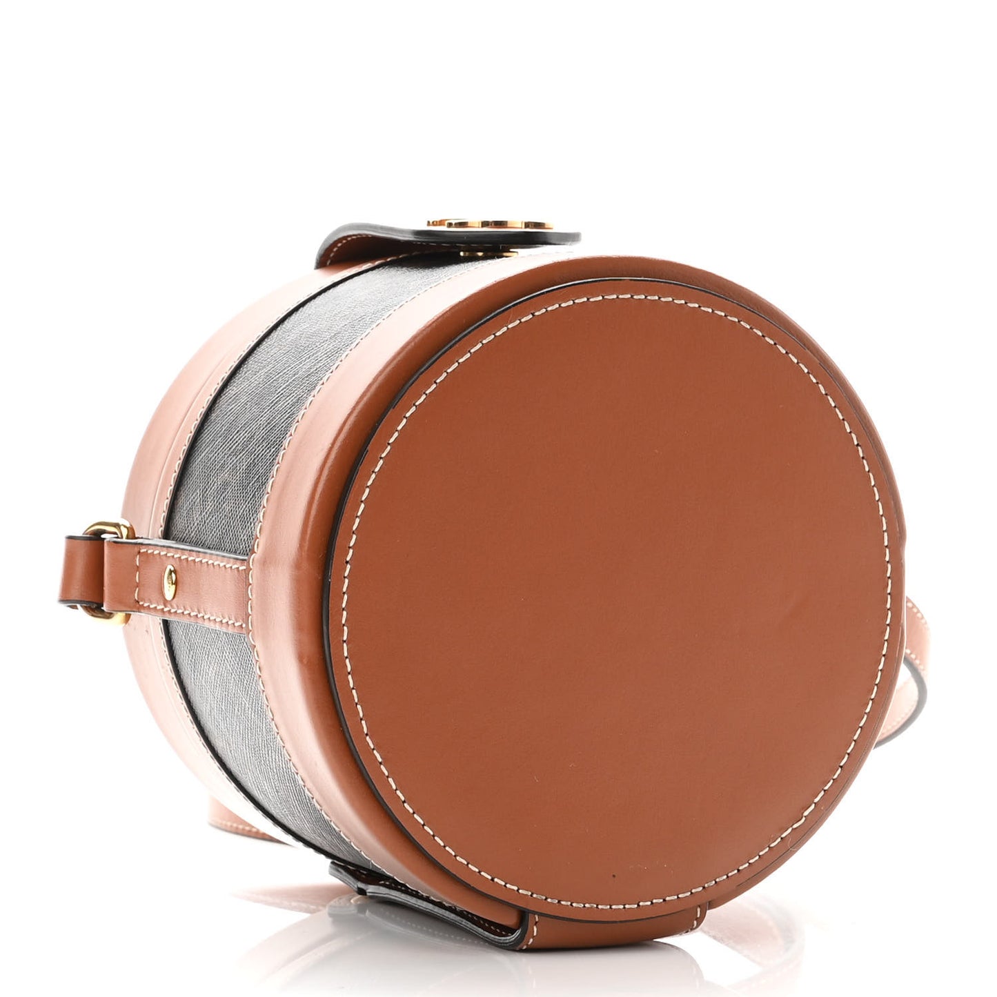 Calfskin Triomphe Canvas Medium Tambour Bag Tan