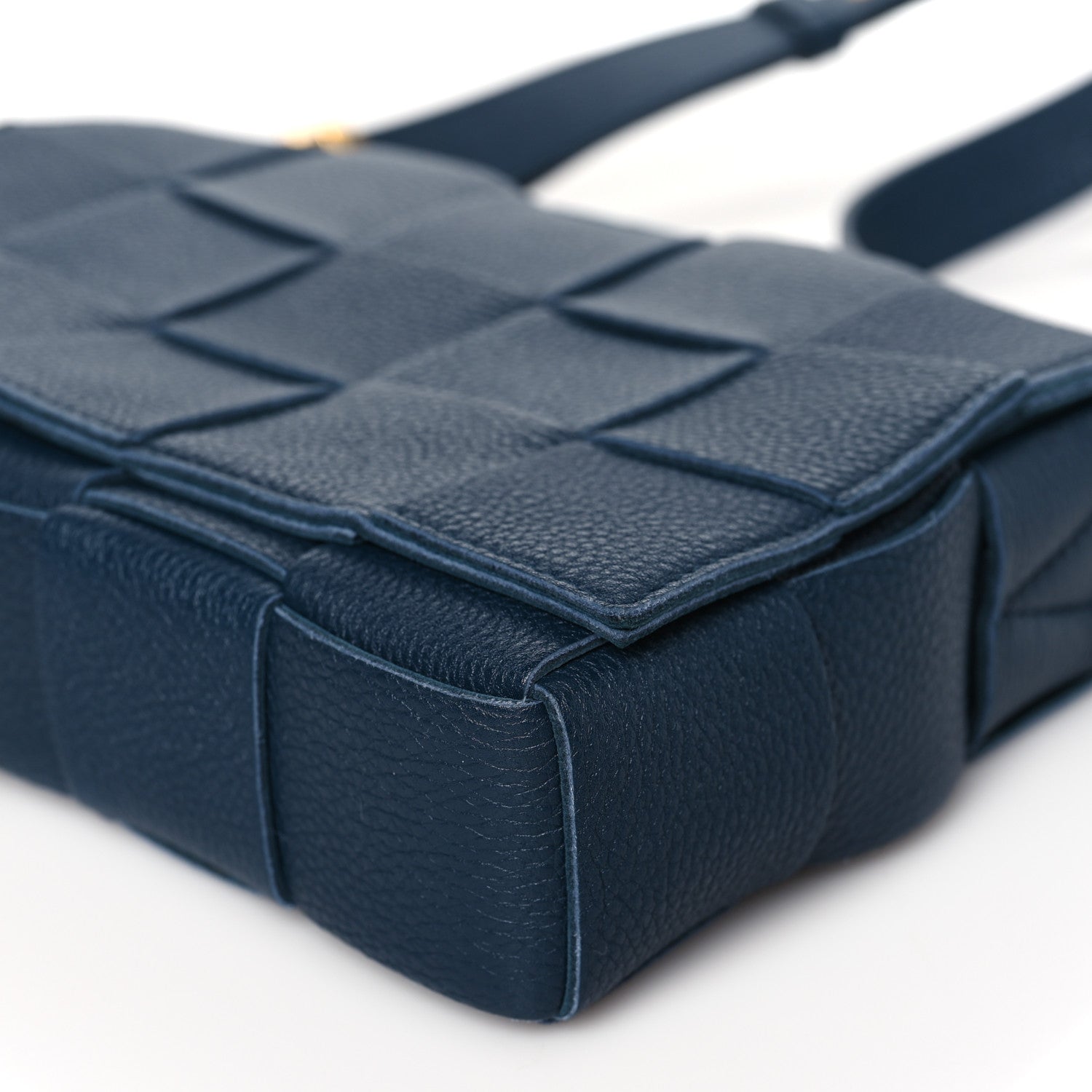 Bottega Veneta Grained Calfskin Maxi Intrecciato Cassette Crossbody Bag Deep Blue 10 of 11