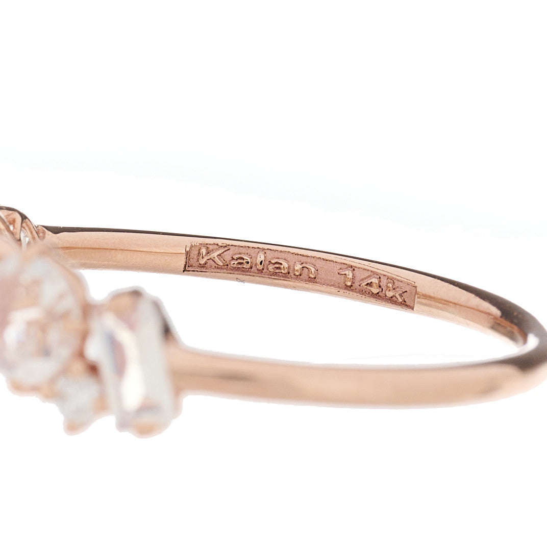 14K Rose Gold Diamond Rainbow Moonstone Amalfi Blend Half Band Ring 56 7.5