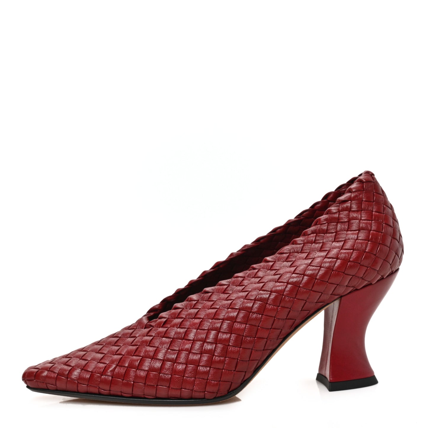 Nappa Intrecciato Almond 75mm Pumps 38 Burgundy