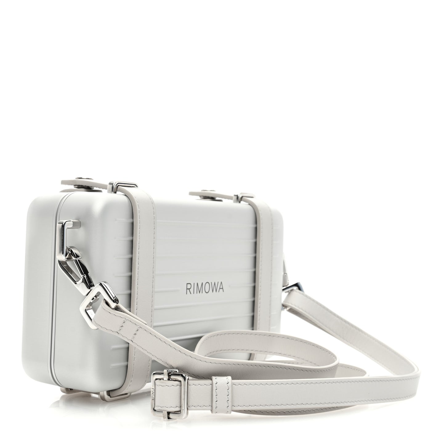 X RIMOWA Aluminum Personal Clutch On Strap Silver