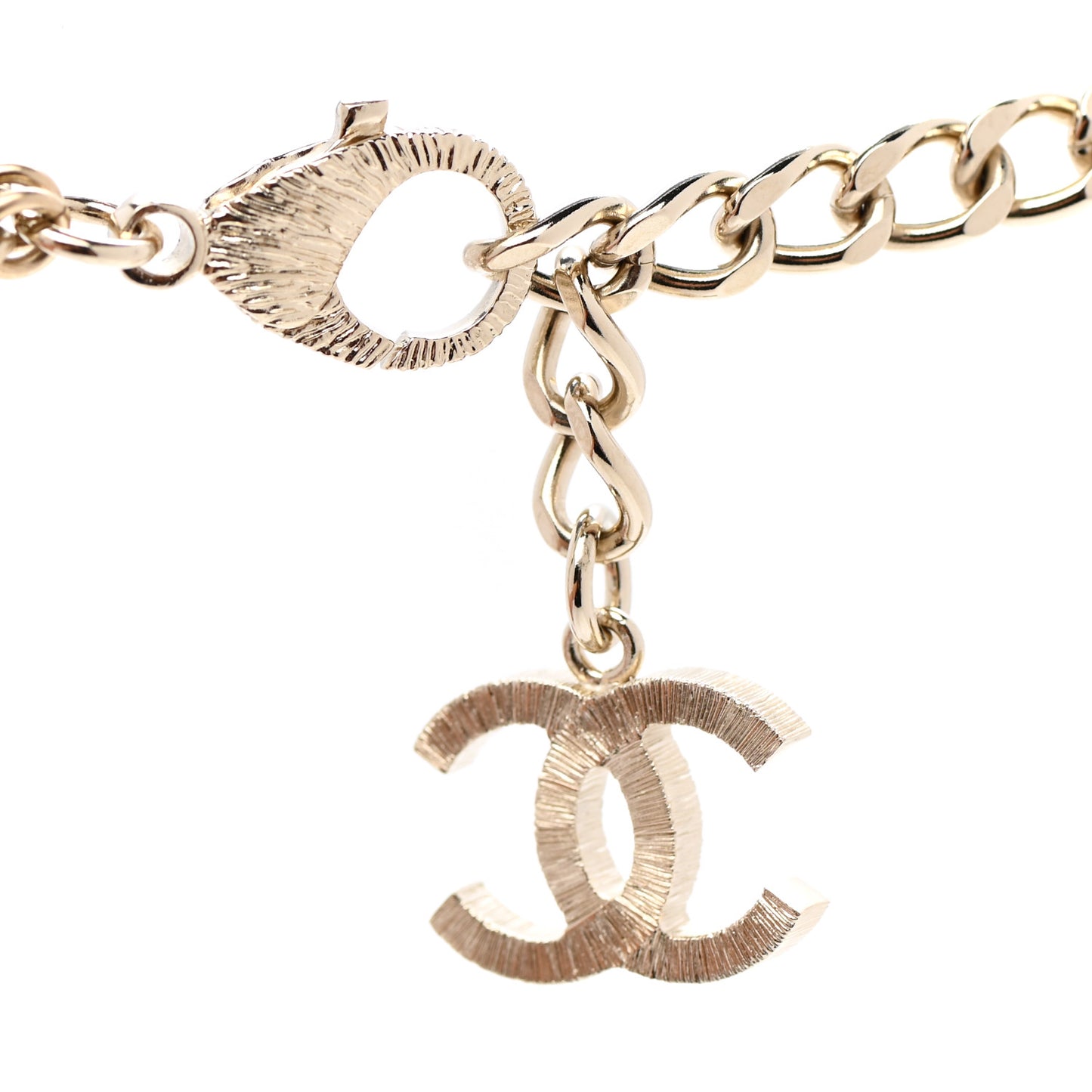 Pearl Crystal Lambskin CC Long Necklace Gold Black