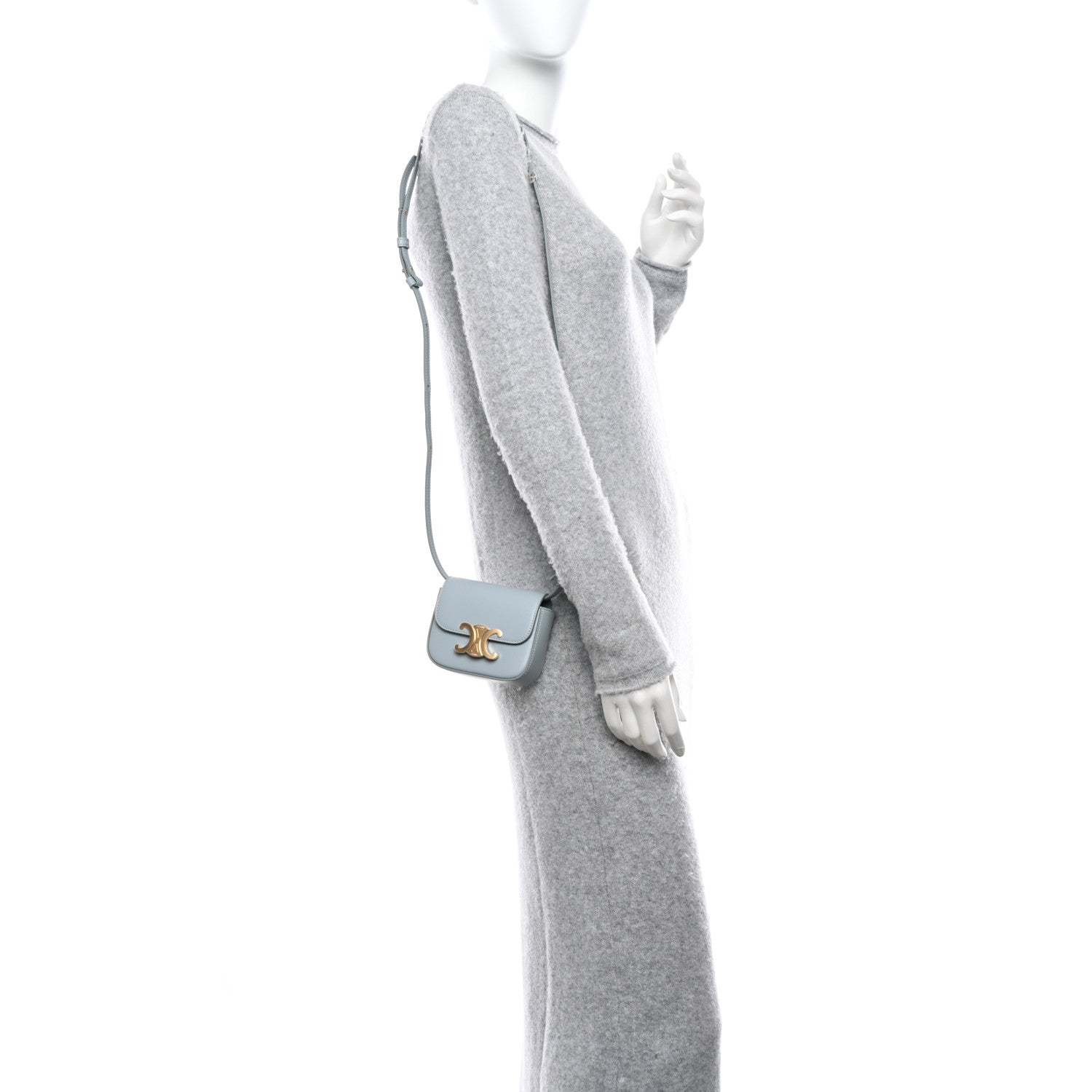 Celine Shiny Calfskin Mini Triomphe Soft Blue 2 of 12