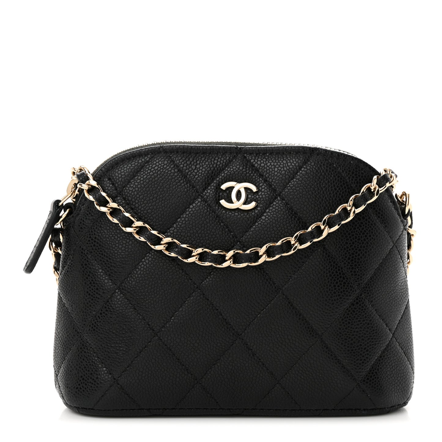 Caviar Quilted Classic Clutch With Chain Black