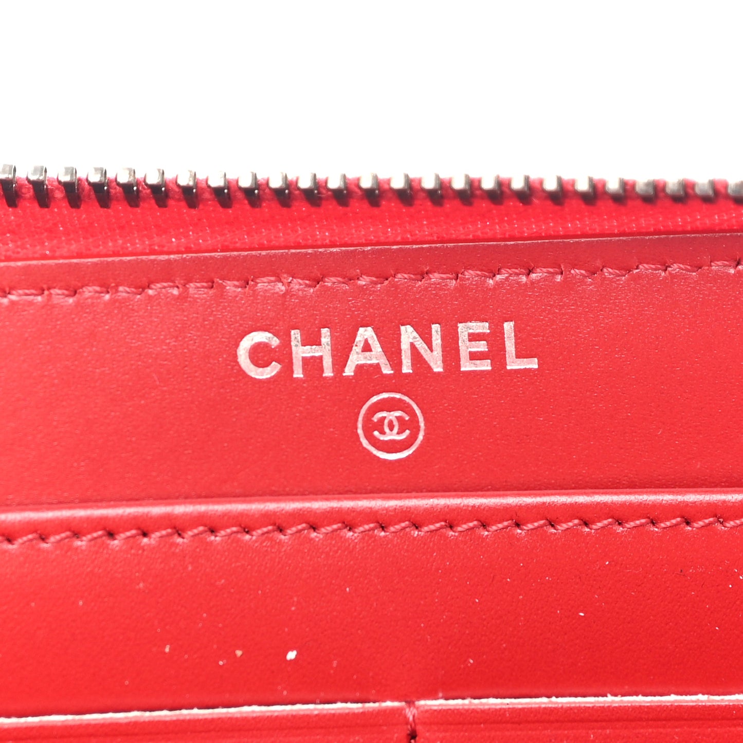 Glazed Calfskin Quilted Small Coco Boy Zip Around Wallet Red
