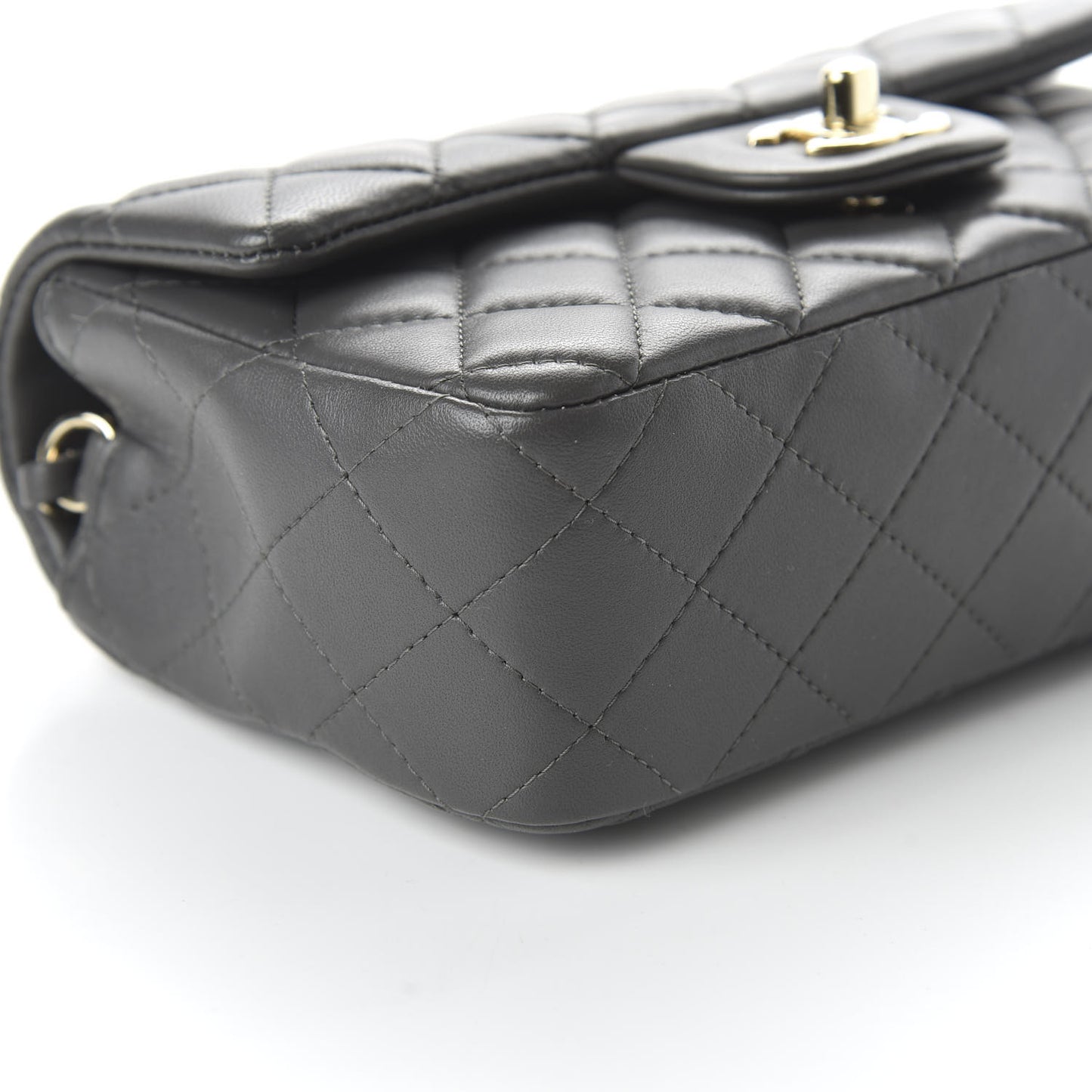 Lambskin Quilted Mini Rectangular Flap Grey