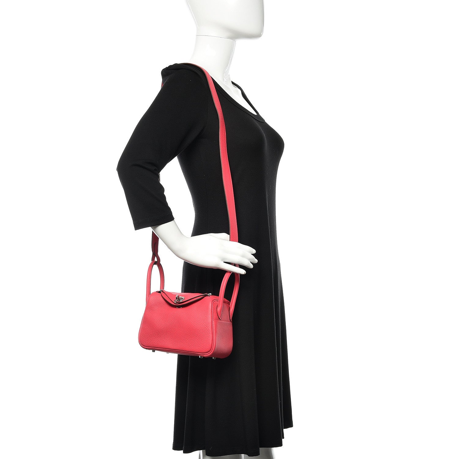 Hermes Taurillon Clemence Mini Lindy 20 Rose Extreme 2 of 10