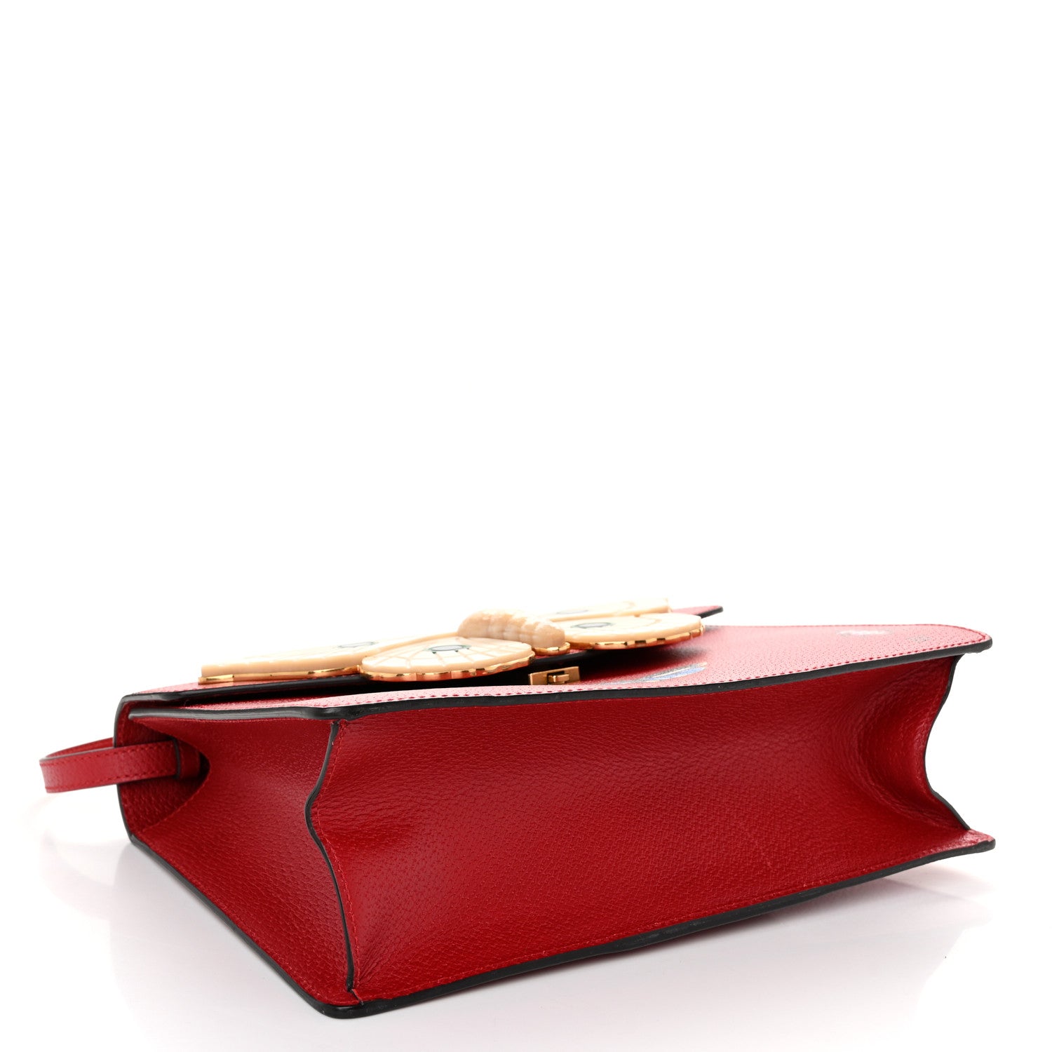 Gucci Calfskin Bamboo Web Medium Falena Moth Top Handle Bag Hibiscus Red 4 of 13