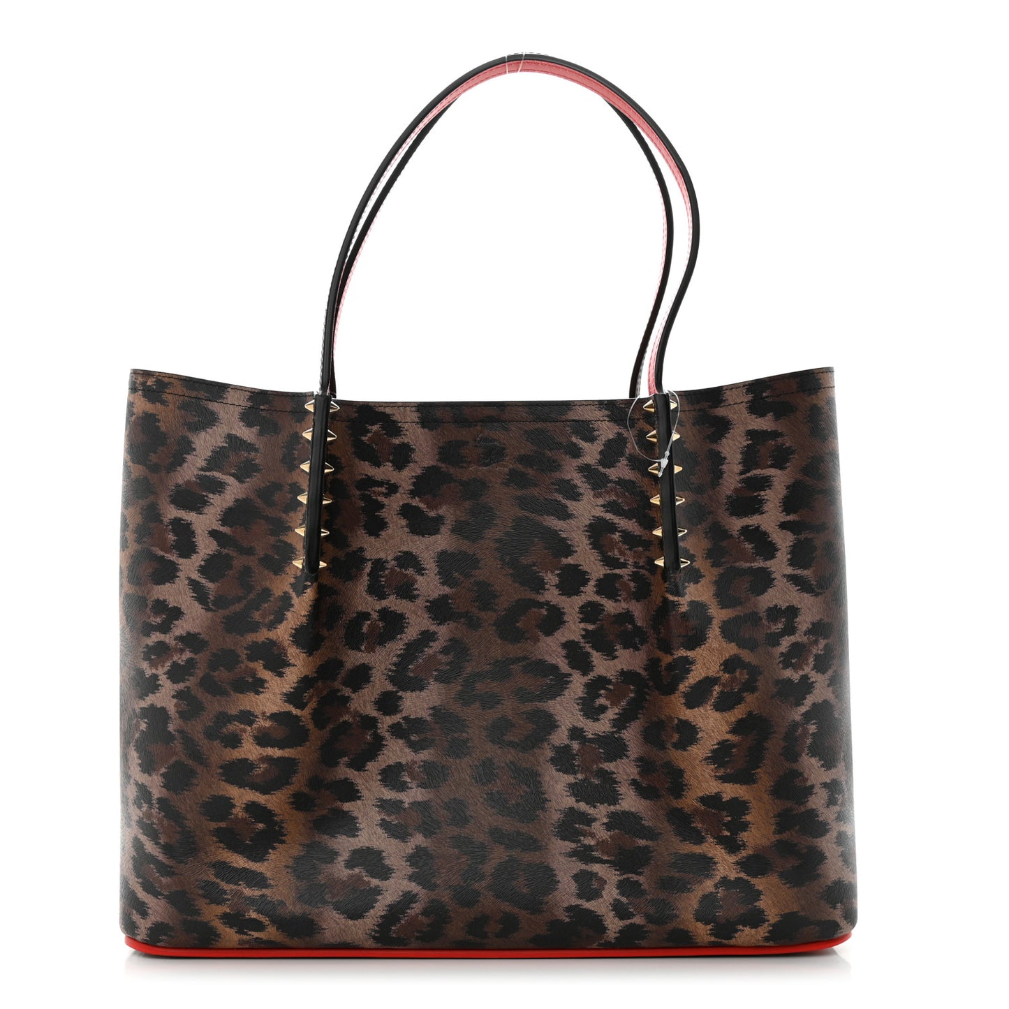 Calfskin Empire Leopard Print Spiked Large Cabarock Shopper Tote Brown