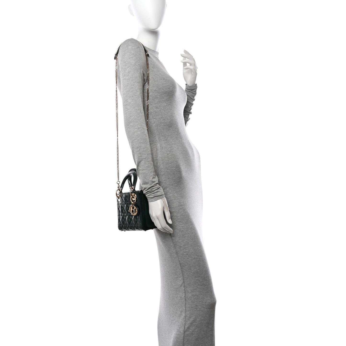 Patent Cannage Mini Lady Dior Pine Green