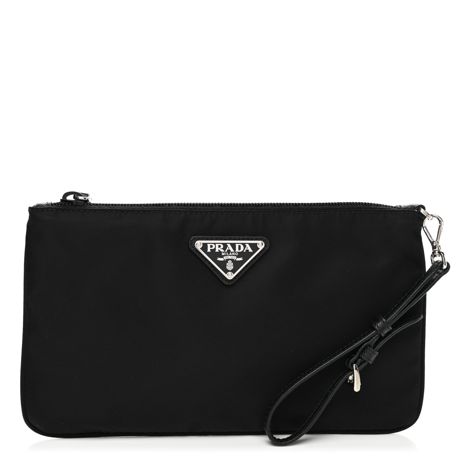 Prada Tessuto Nylon Saffiano Wristlet Black 1 of 8