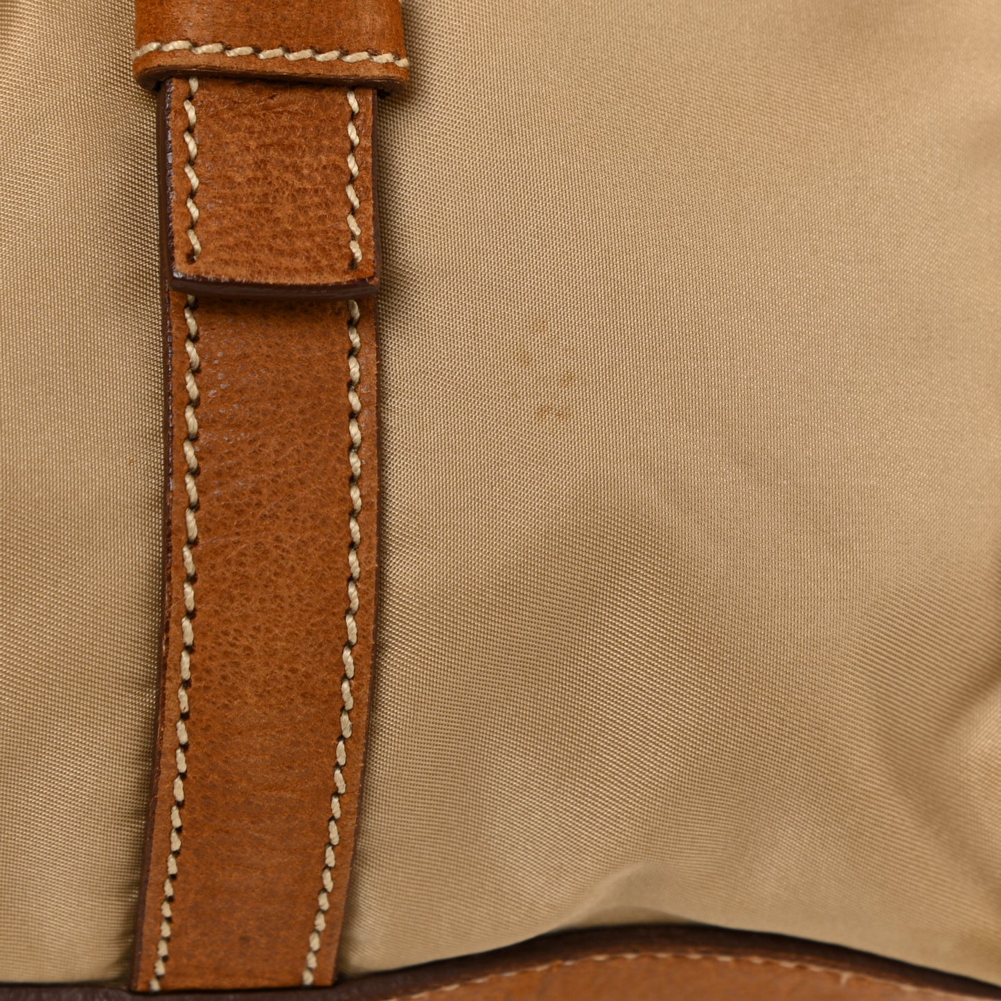 Tessuto Nylon Vitello Foldover Pushlock Satchel Beige