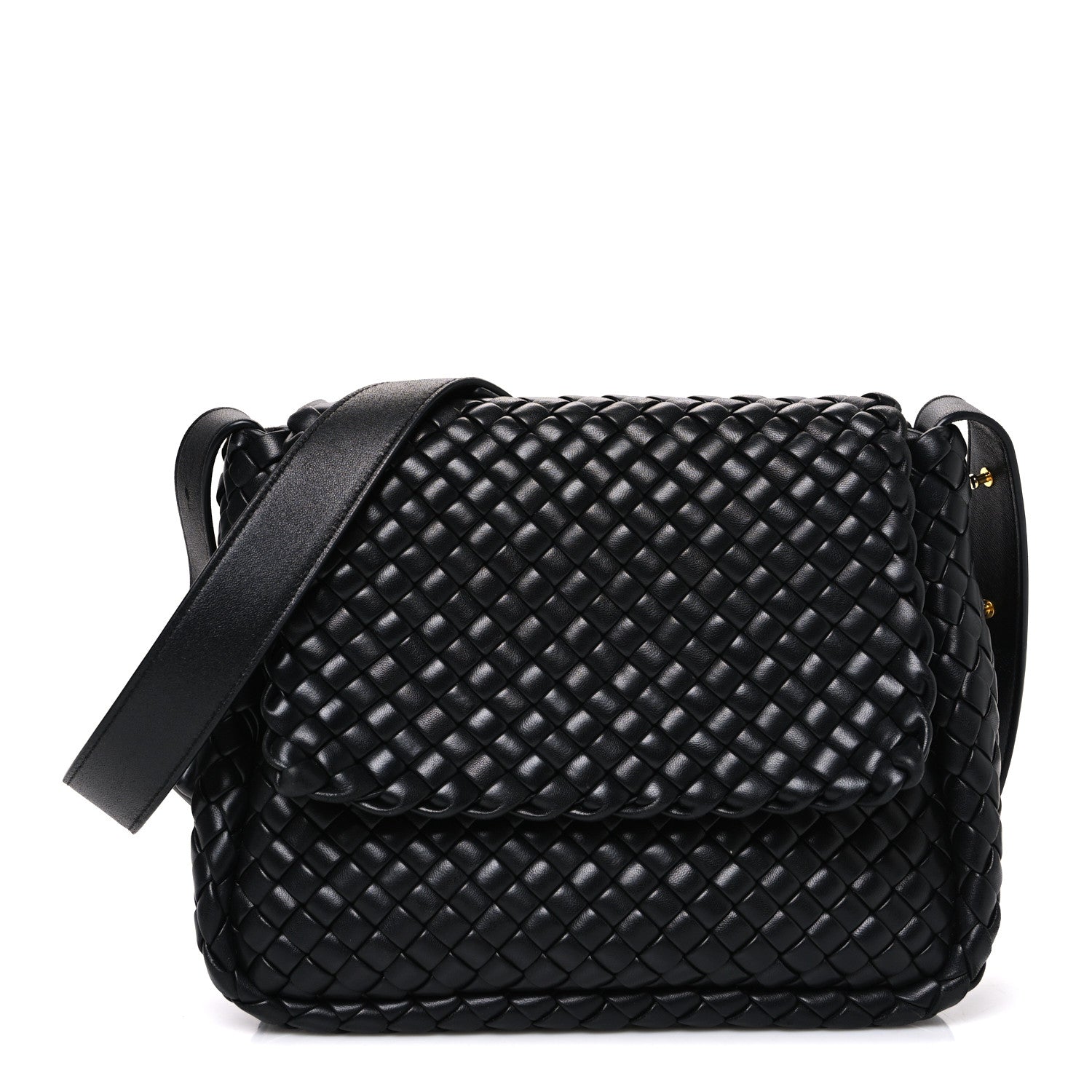 Bottega Veneta ブラックバック Bottega Veneta Nappa Intrecciato Small Cobble Shoulder Bag Black
