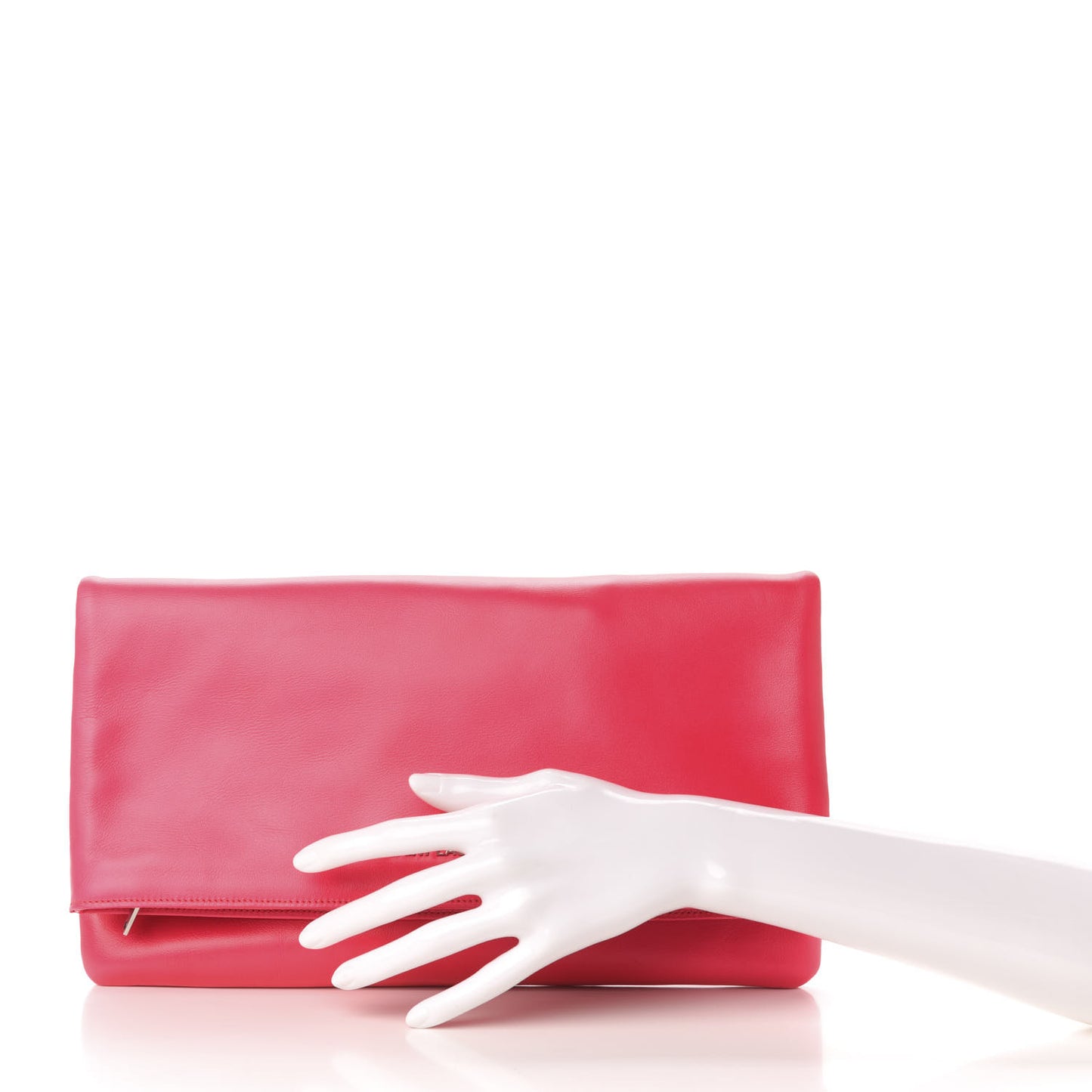 Smooth Calfskin Letters Fold-Over Clutch Fuchsia