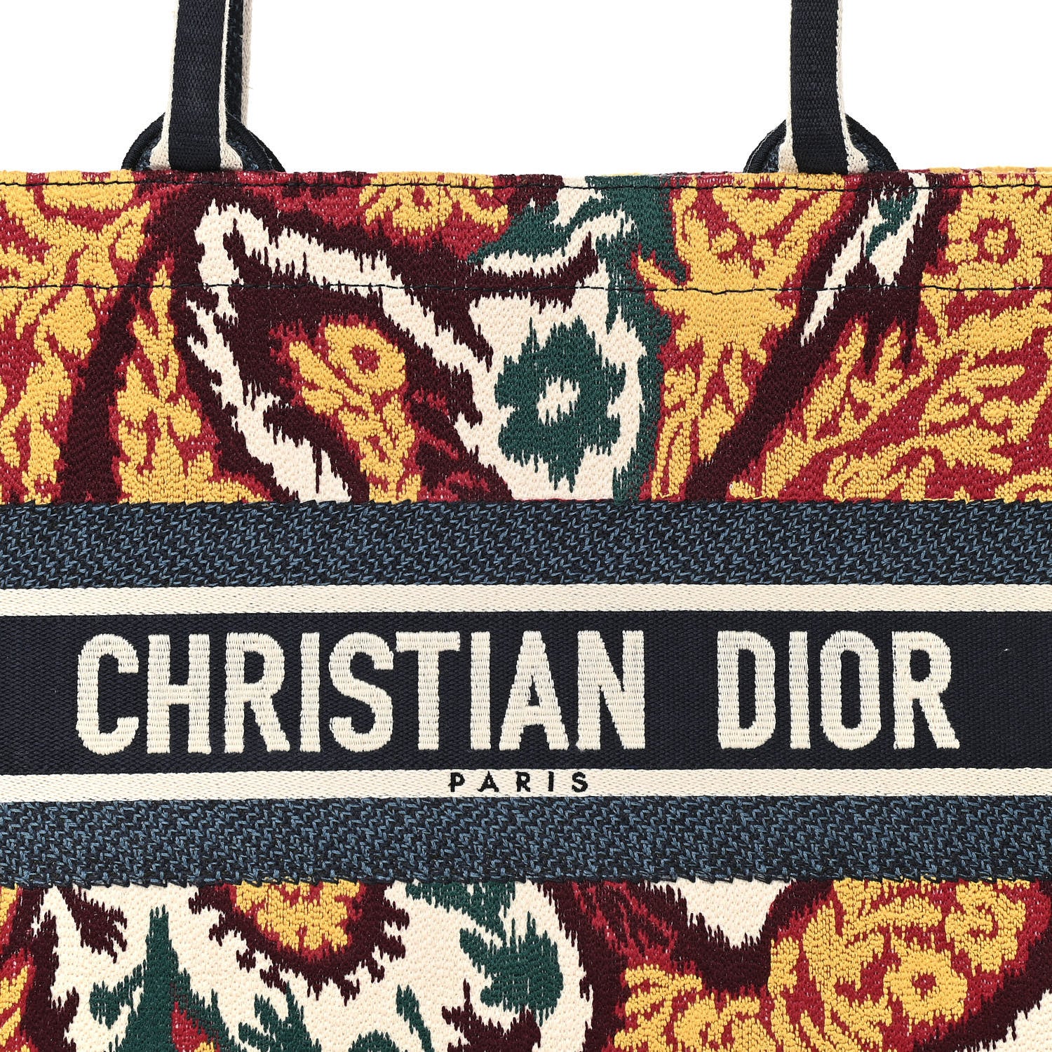 Christian Dior Canvas Embroidered Paisley Medium Book Tote Blue Multicolor 8 of 10