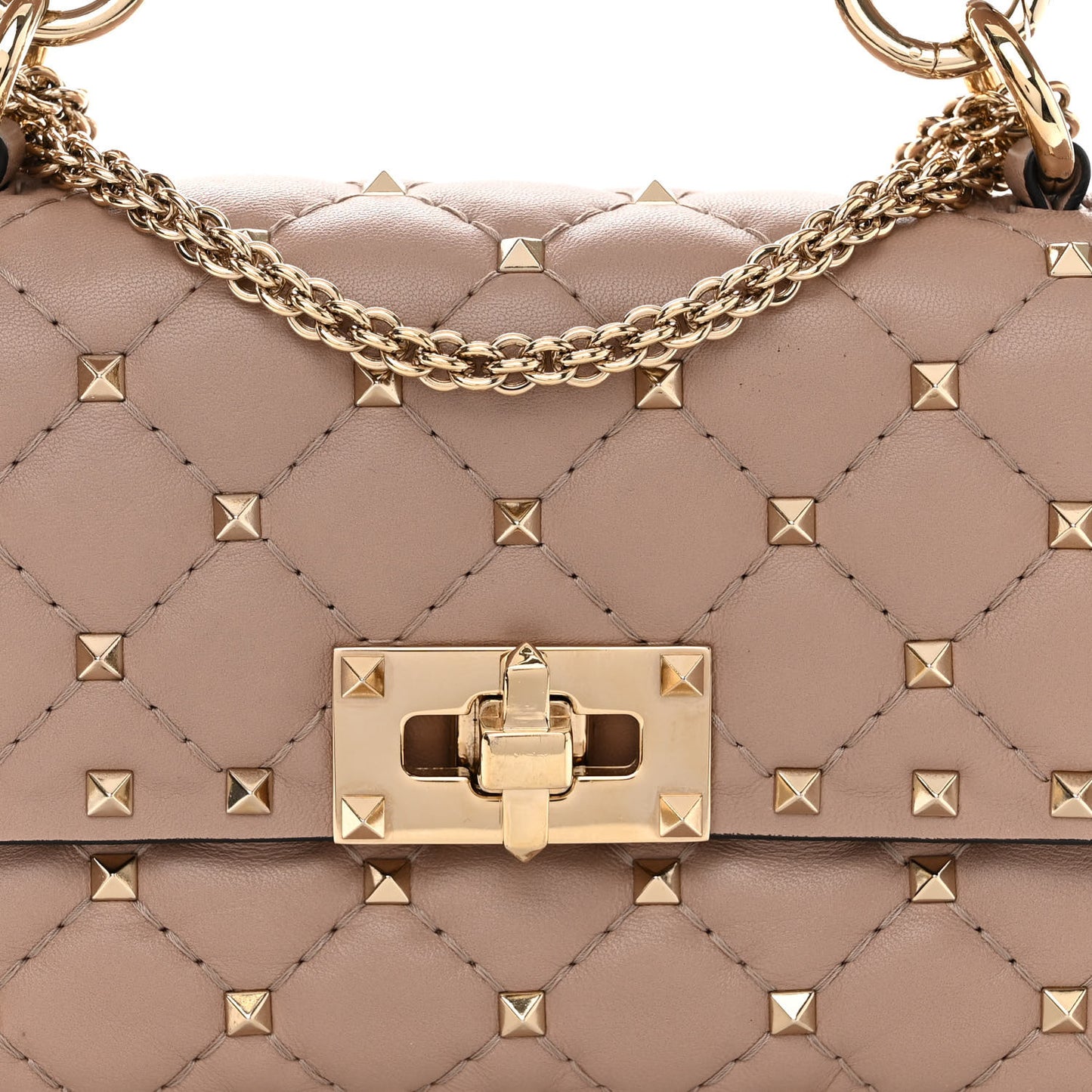 Nappa Small Rockstud Spike Shoulder Bag Poudre