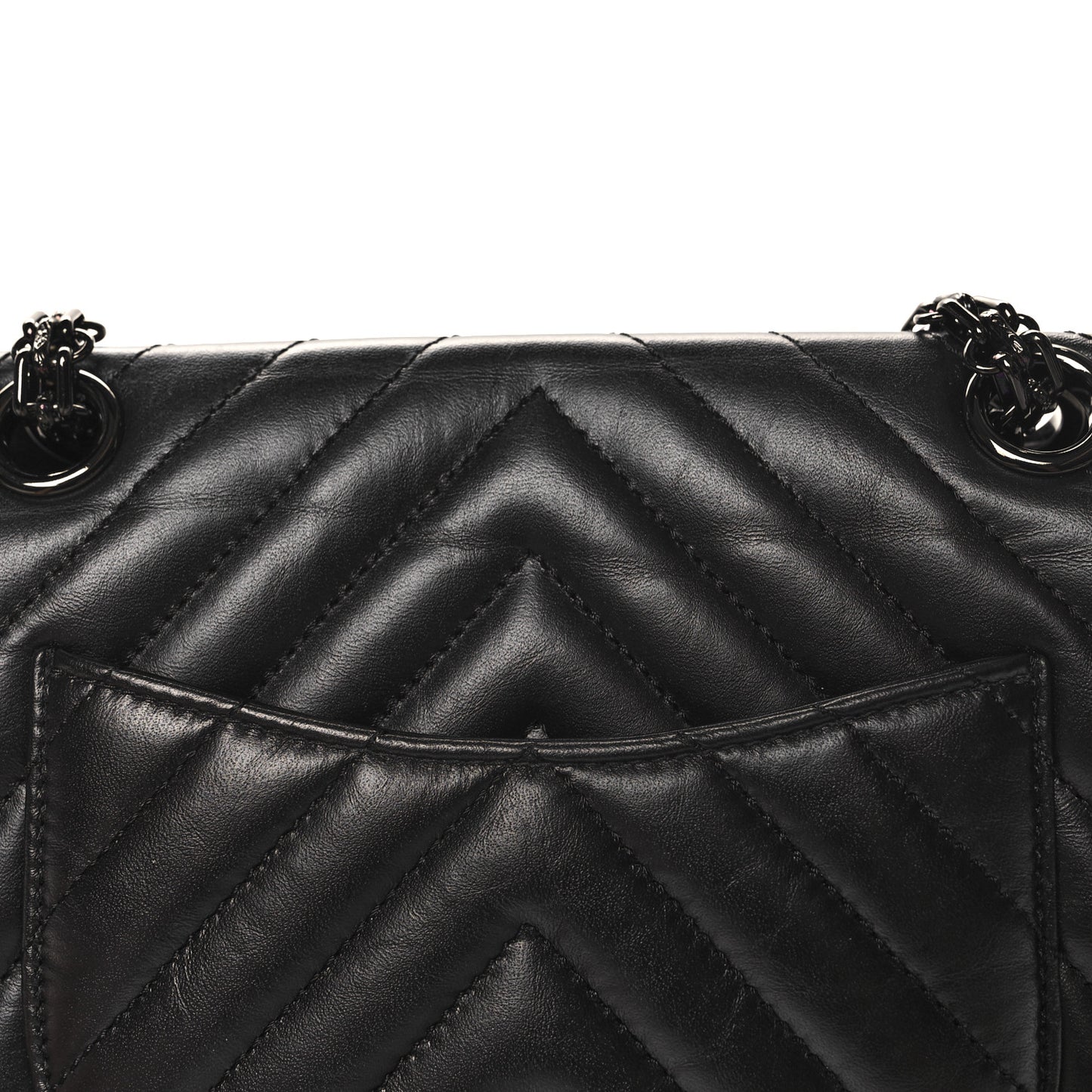 Aged Calfskin Chevron Quilted 2.55 Reissue Mini Flap So Black