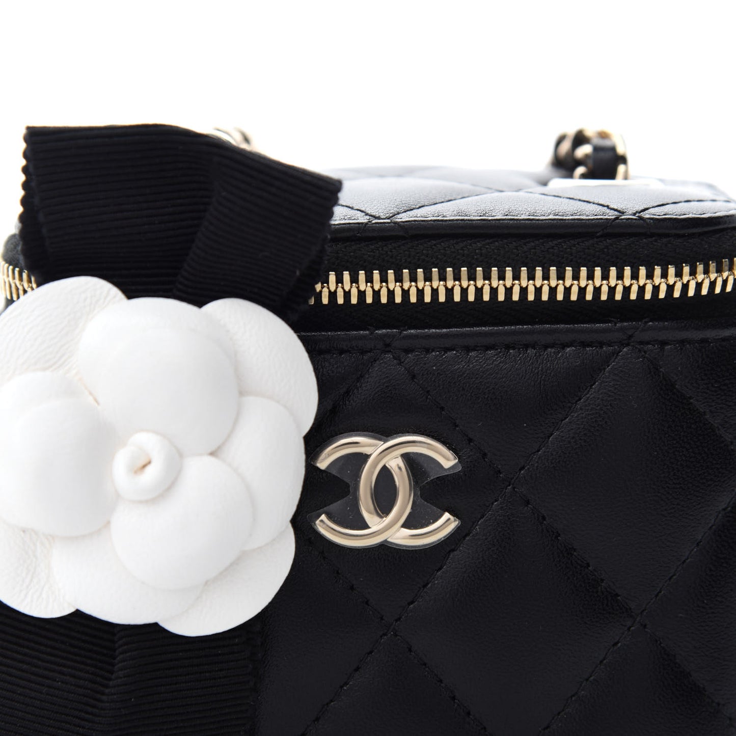Lambskin Quilted My Chanel Lady Vanity Case With Chain Black