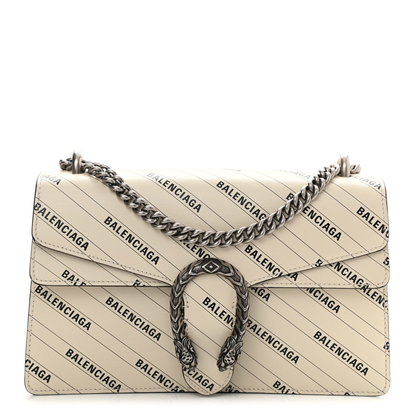 X BALENCIAGA Calfskin Logo Print Small Dionysus Shoulder Bag White