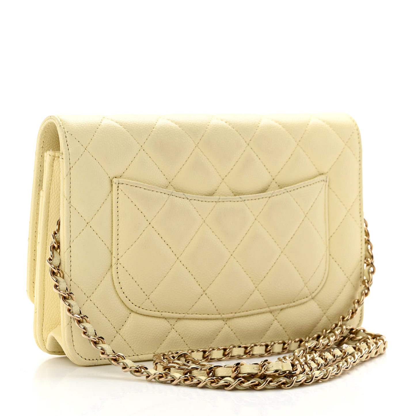 Caviar Quilted Wallet on Chain WOC Light Yellow