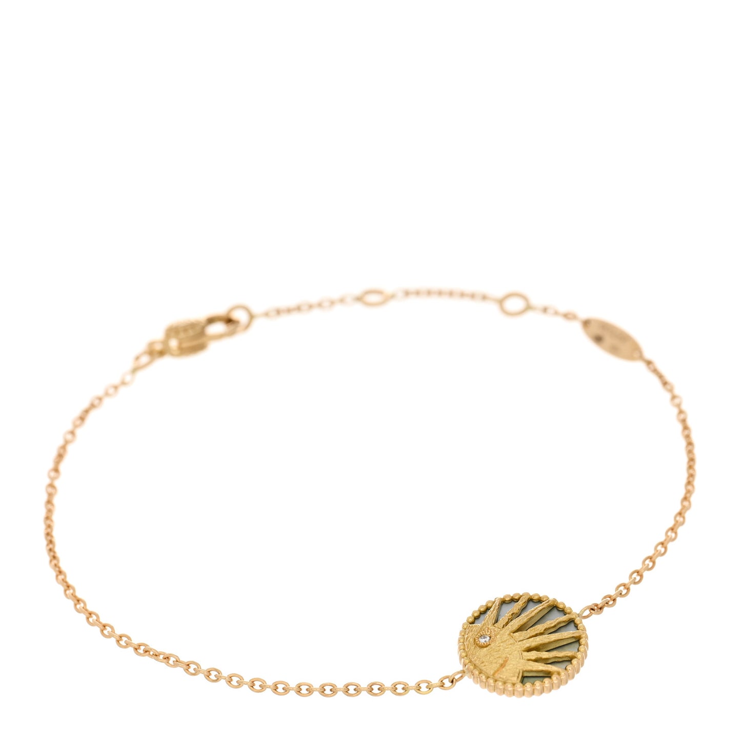 18K Yellow Gold Diamond Black Onyx Mother of Pearl Rose Celeste Bracelet