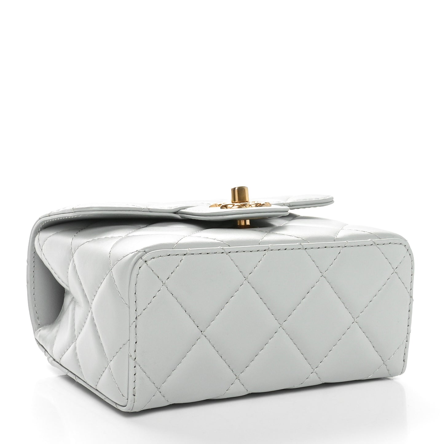 Lambskin Handle Crush Top Handle Flap Bag Grey