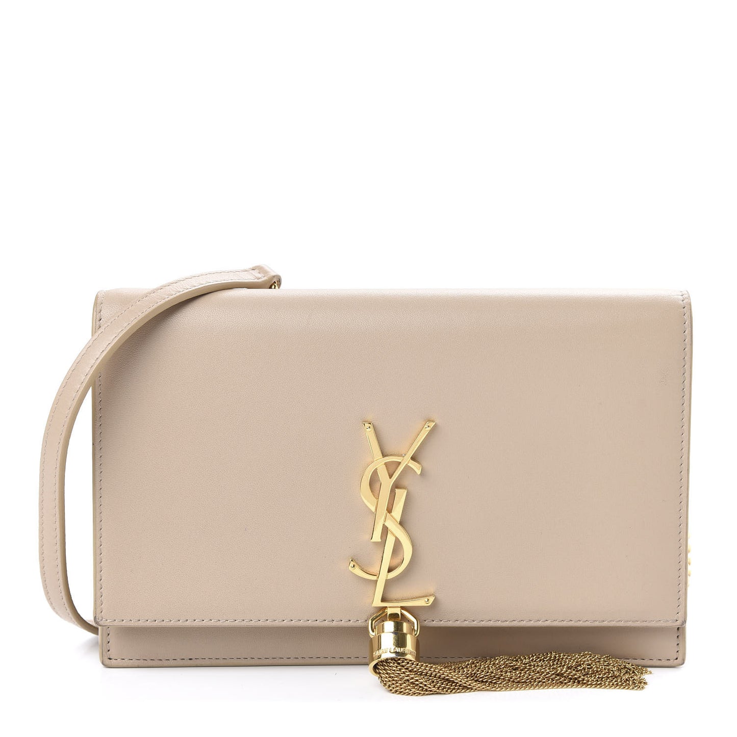Smooth Calfskin Classic Monogram Kate Tassel Chain Wallet Nude Powder