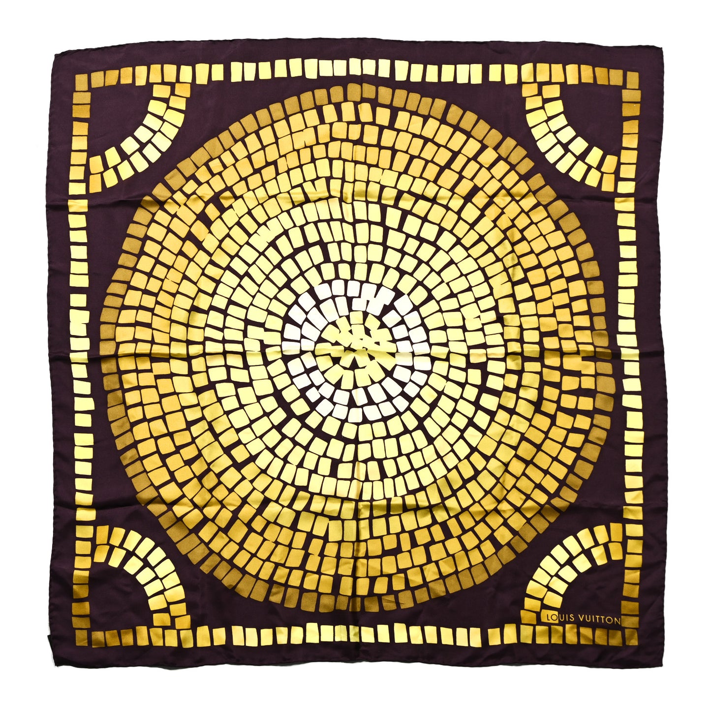 Silk Square Scarf Purple Yellow