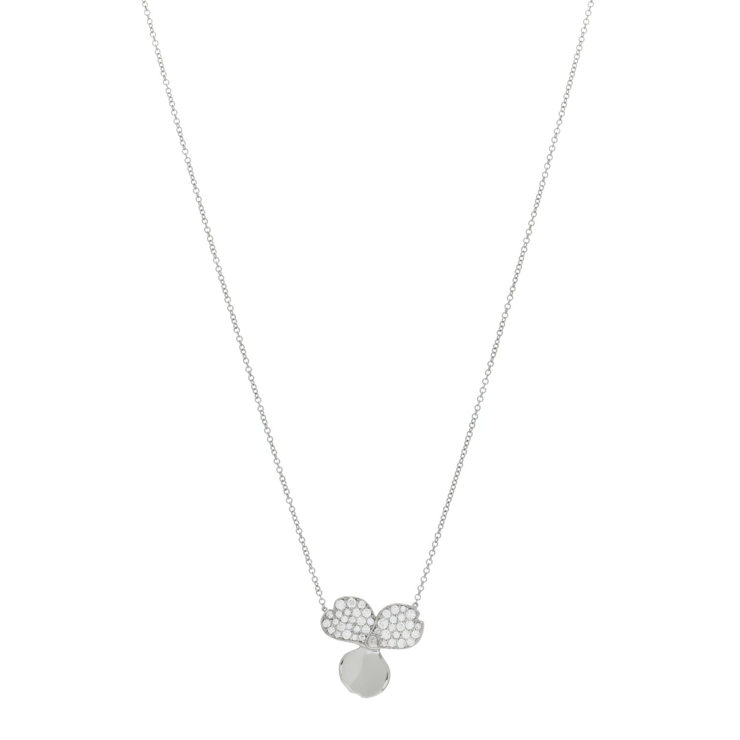 Platinum Diamond Paper Flowers Pendant Necklace