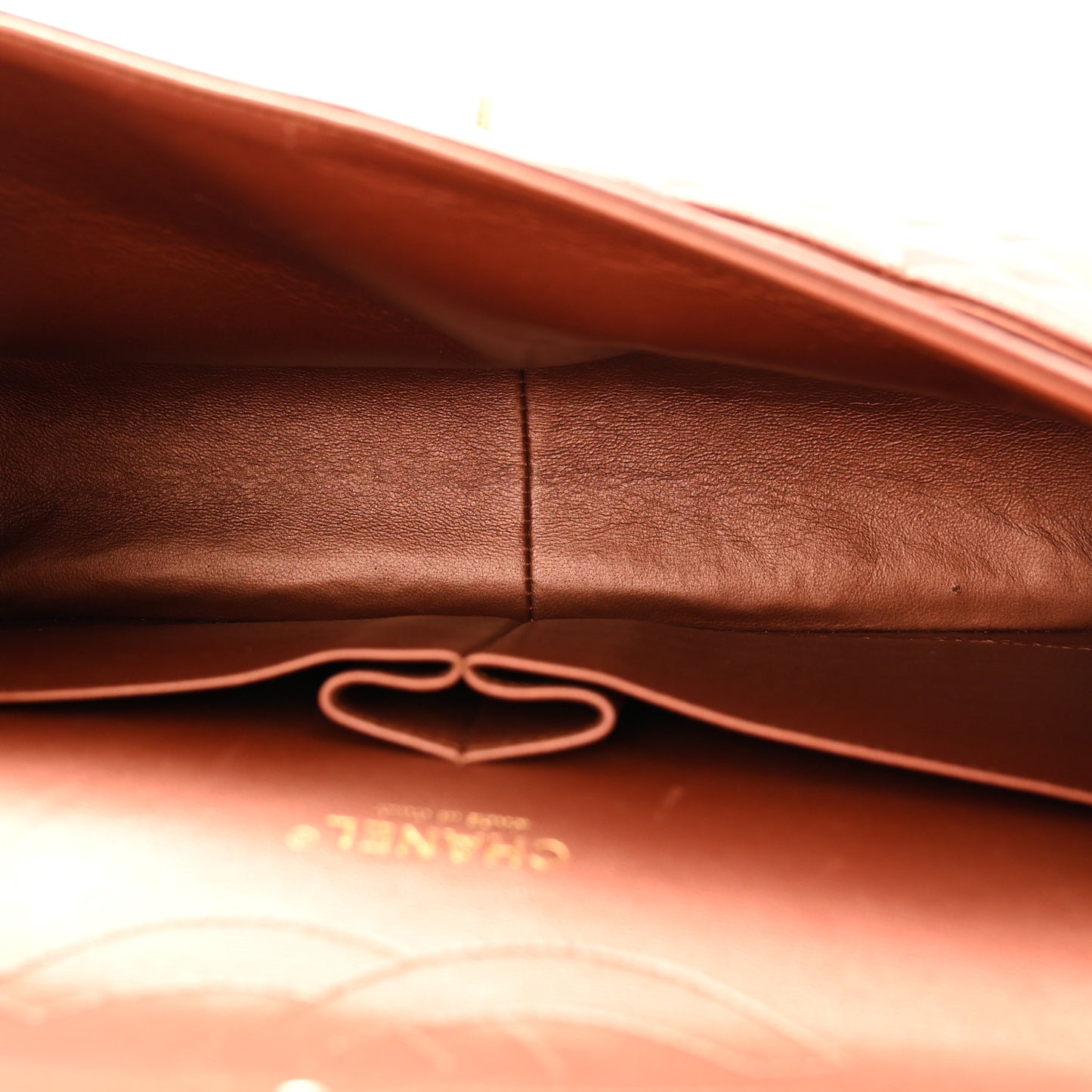 Metallic Lambskin Quilted Jumbo Double Flap Copper
