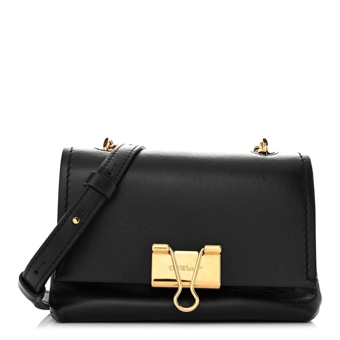 Calfskin Small Binder Clip Crossbody Black