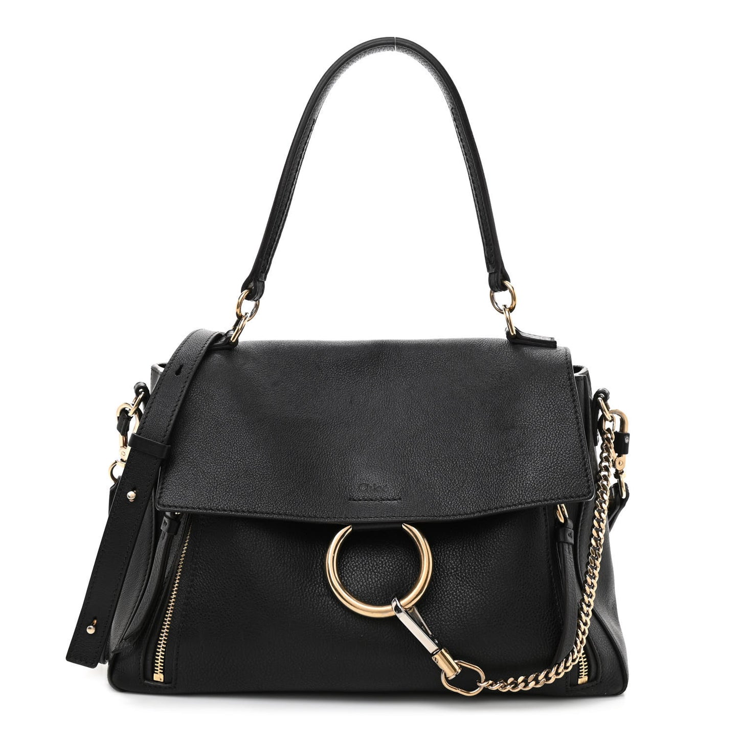 Calfskin Medium Faye Day Shoulder Bag Black