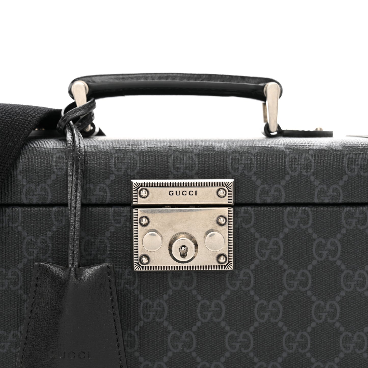 GG Supreme Monogram Calfskin Savoy Top Handle Beauty Case Black