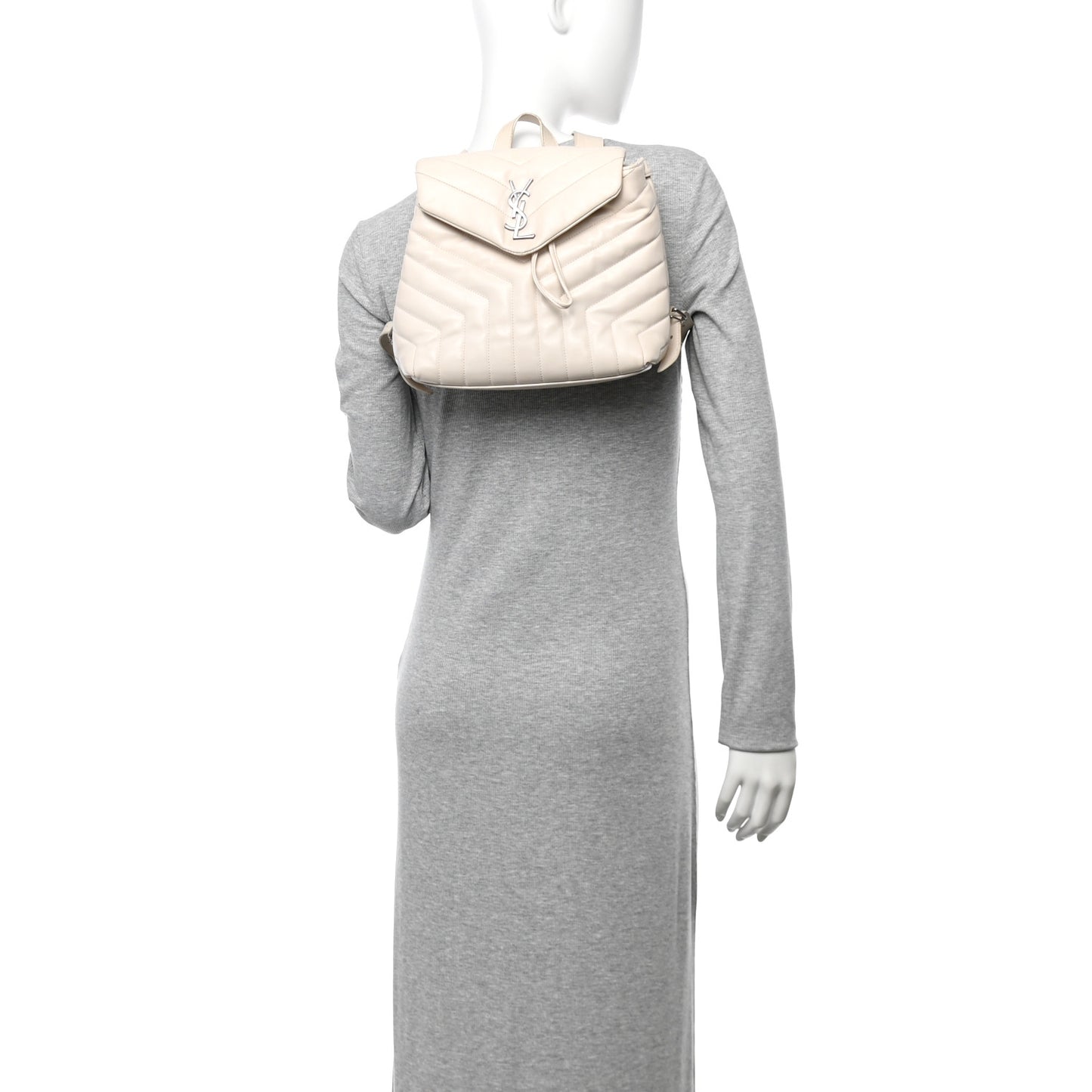Calfskin Y Quilted Monogram Small Loulou Backpack Cream Souffle