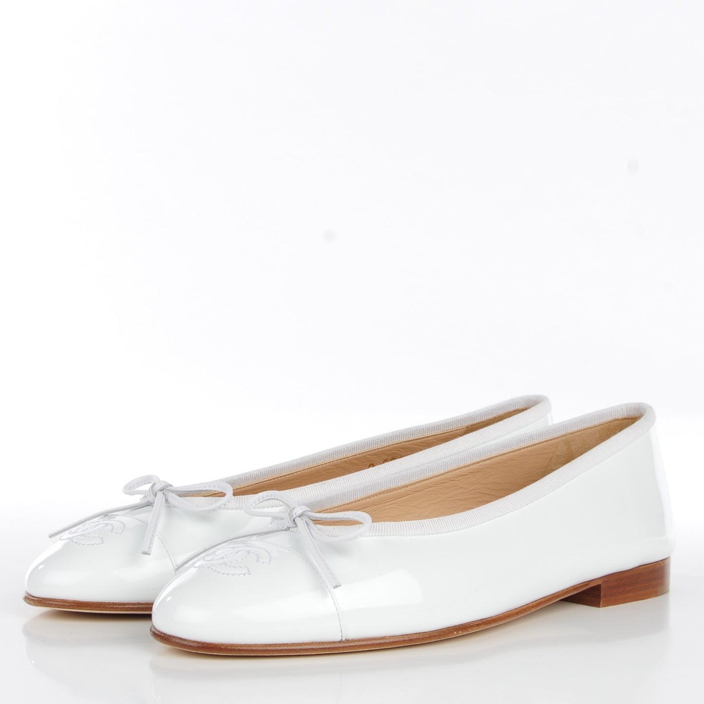 Patent CC Cap Toe Ballerina Flats 37.5 White