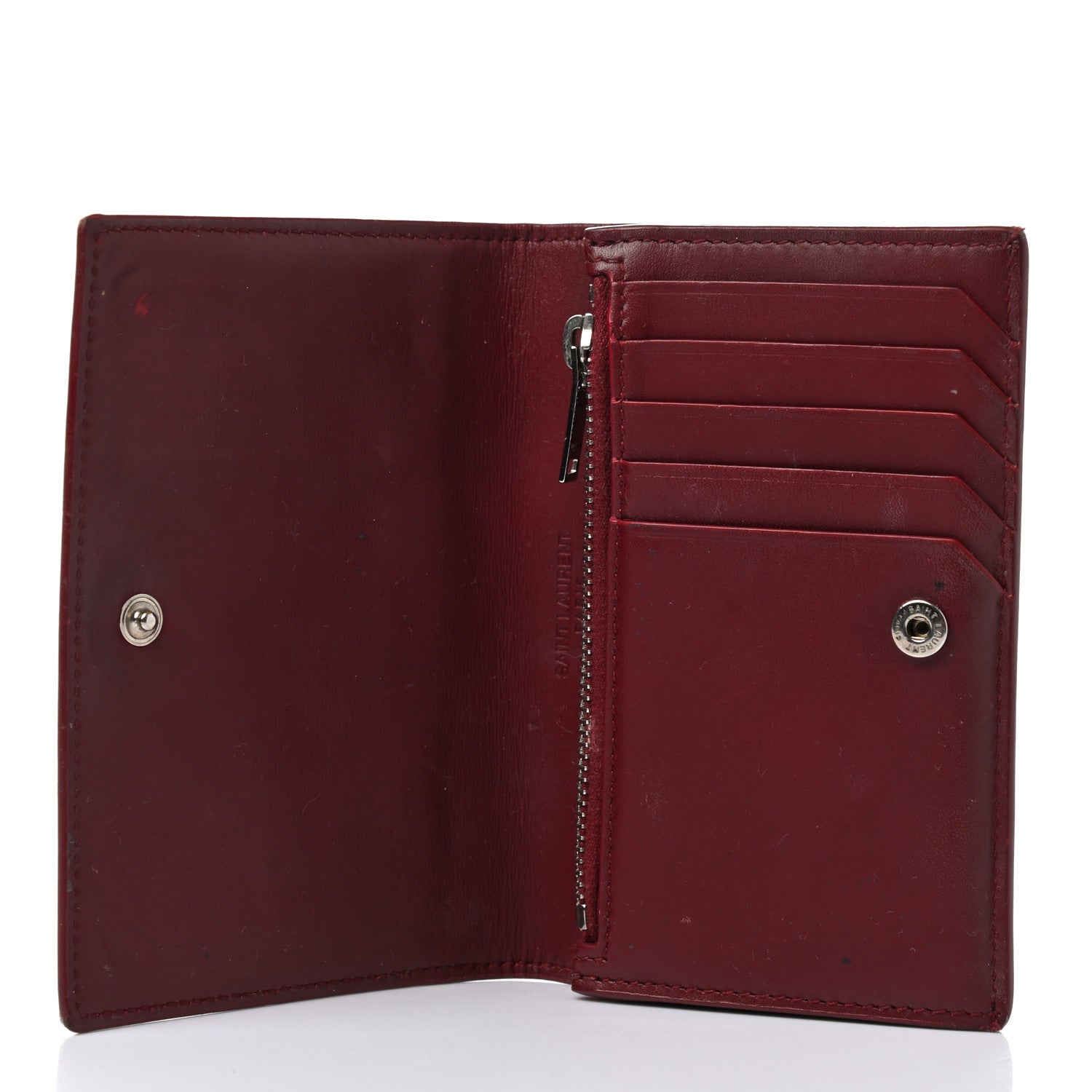 Saint Laurent Calfskin Fragments Flap Wallet Dark Red 5 of 8