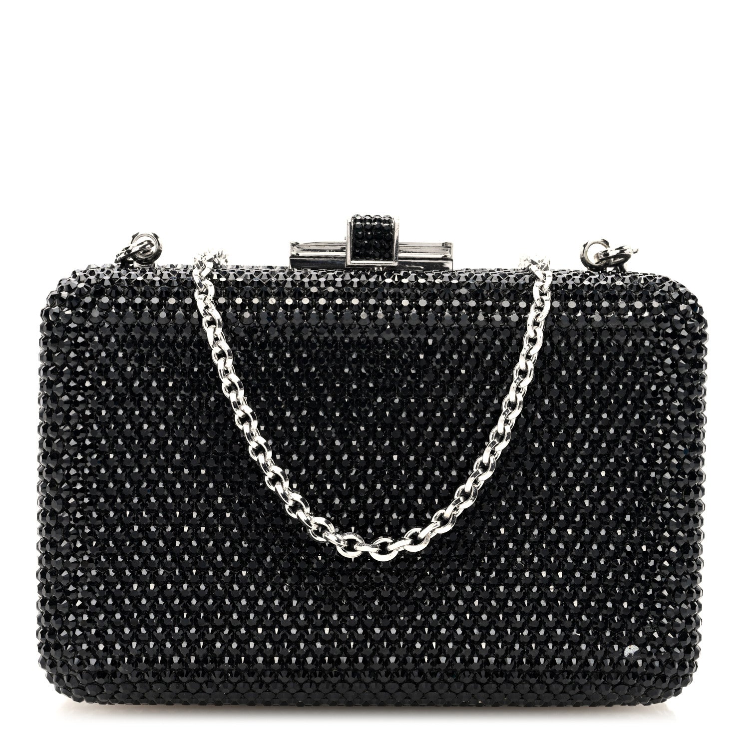 Judith Leiber Swarovski Crystal Minaudiere Clutch Black 1650649