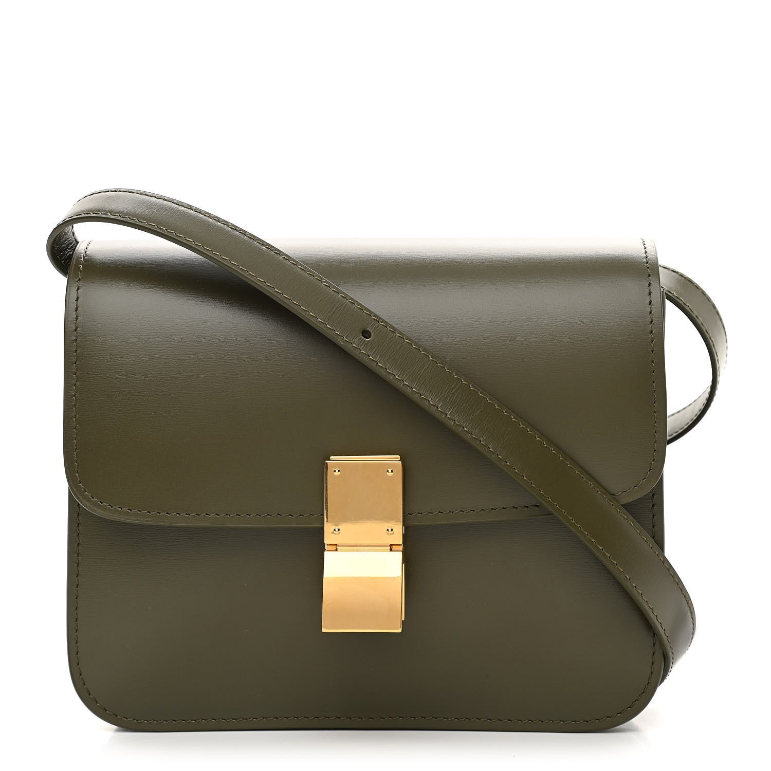 Celine Box Calfskin Teen Classic Box Flap Bag Dark Olive 1 of 10