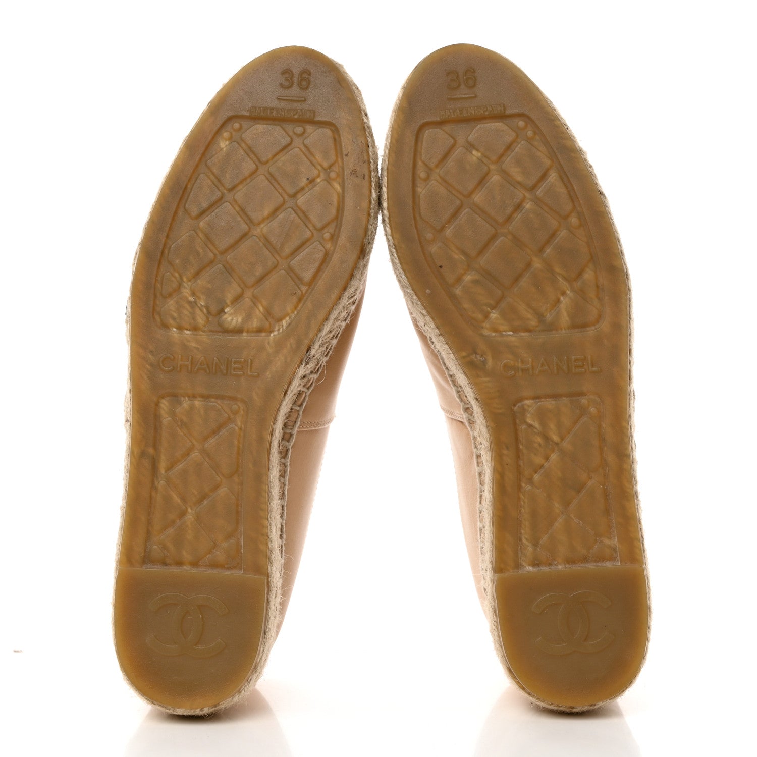 Chanel Lambskin CC Espadrilles 36 Beige Black 5 of 8