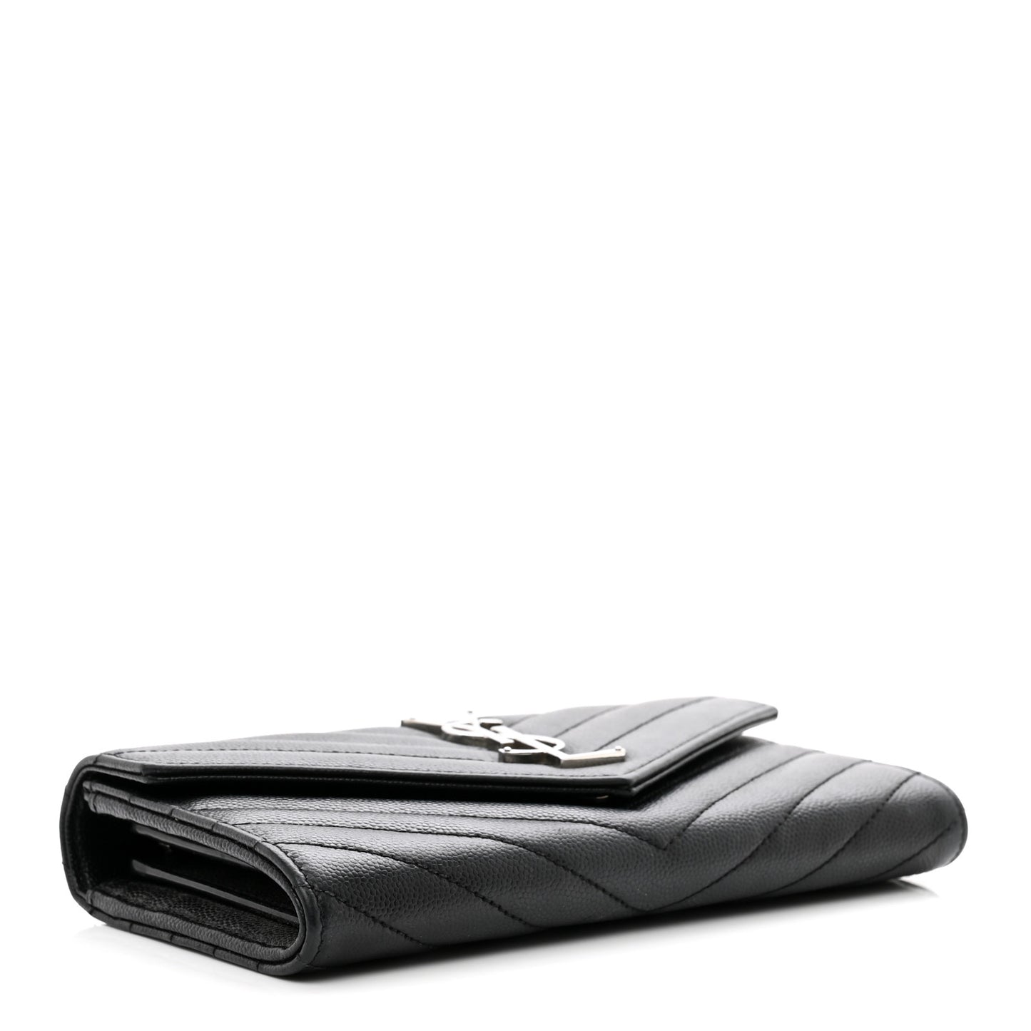 Grain De Poudre Matelasse Chevron Monogram Flap Wallet Black